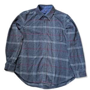 Club Room Men’s Plaid Flannel Shirt Size Large Gray Red Button Up